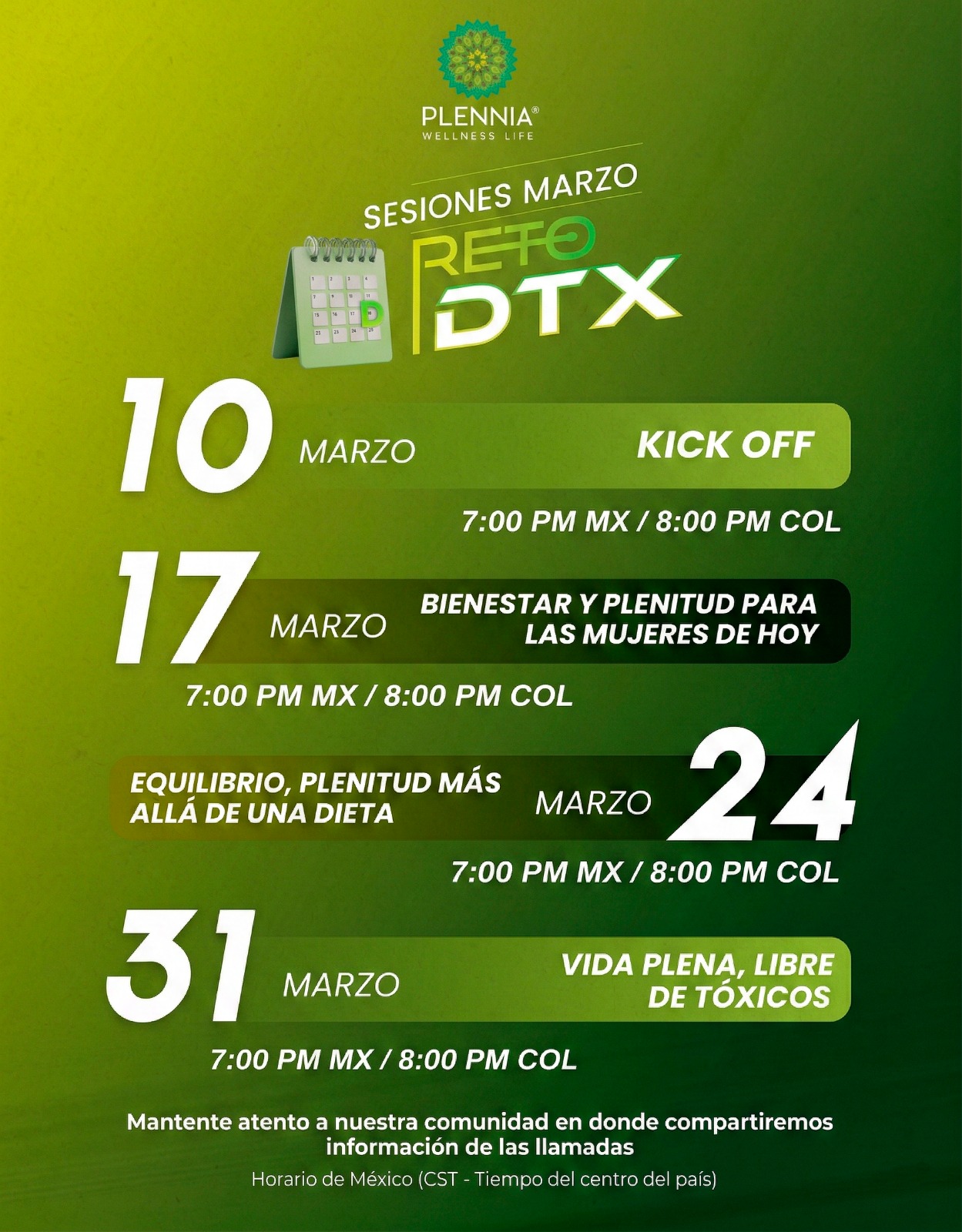 Calendario del Reto DTX